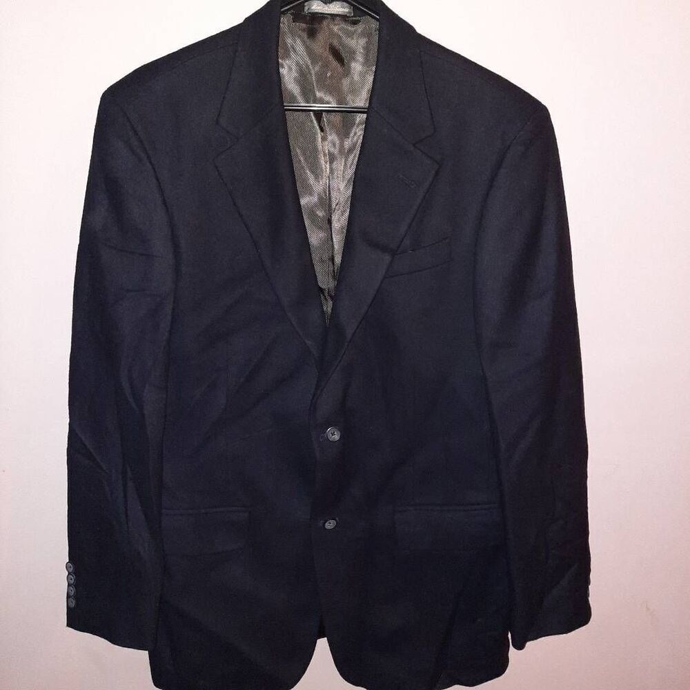 Oscar De La Renta Wool Cashmere Black Sport Coat Size 42